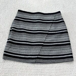 J. Crew Black & White Knit Faux Wrap Mini Skirt Size 0 Fully Lined